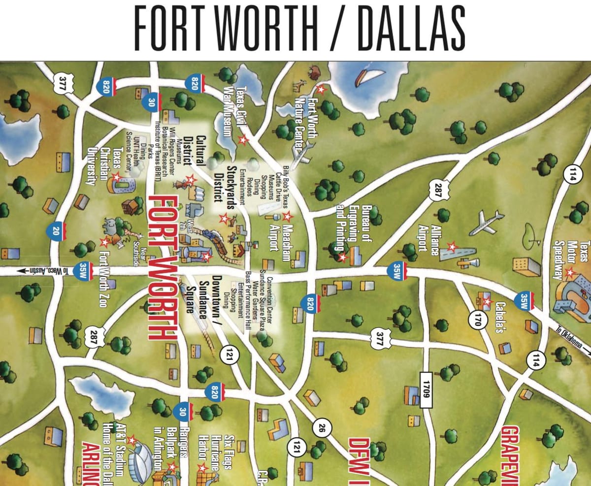 χάρτης του Dallas Fort Worth περιοχή