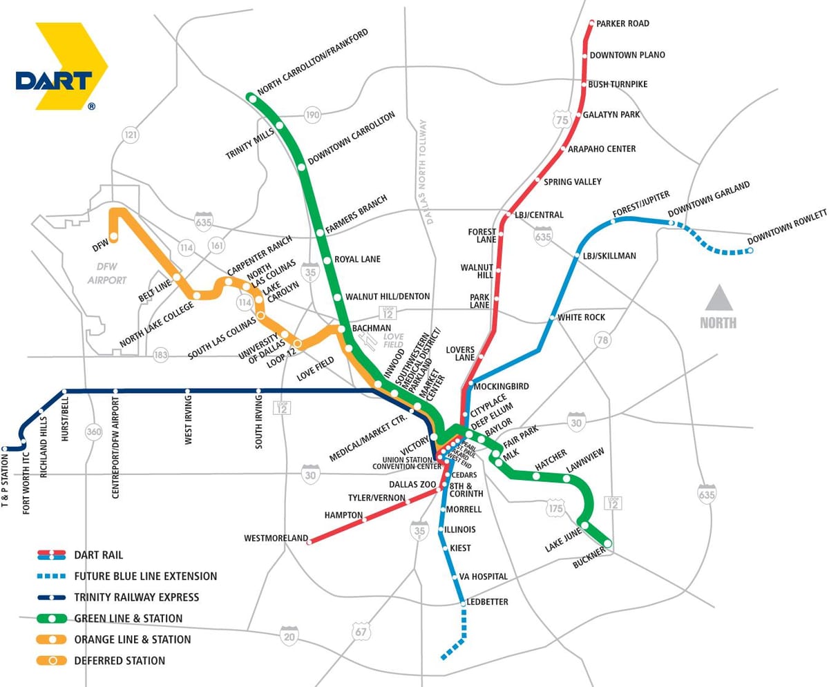 Ντάλας area rapid transit χάρτης