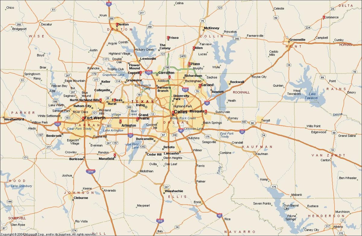 Dallas Fort Worth metroplex χάρτης