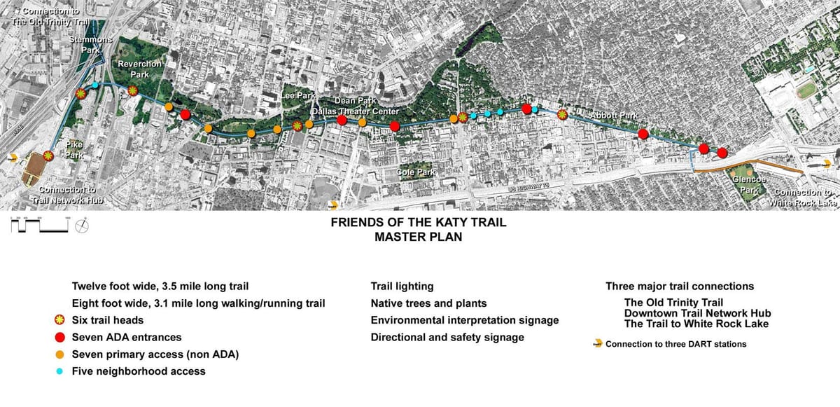 χάρτης της Katy trail Ντάλας