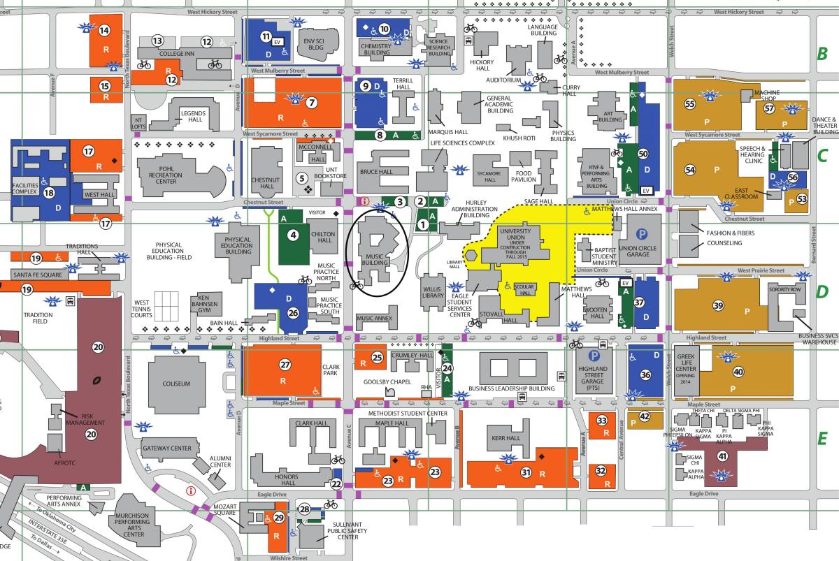 Το πανεπιστήμιο του Βόρειου Τέξας, Ντάλας χάρτης