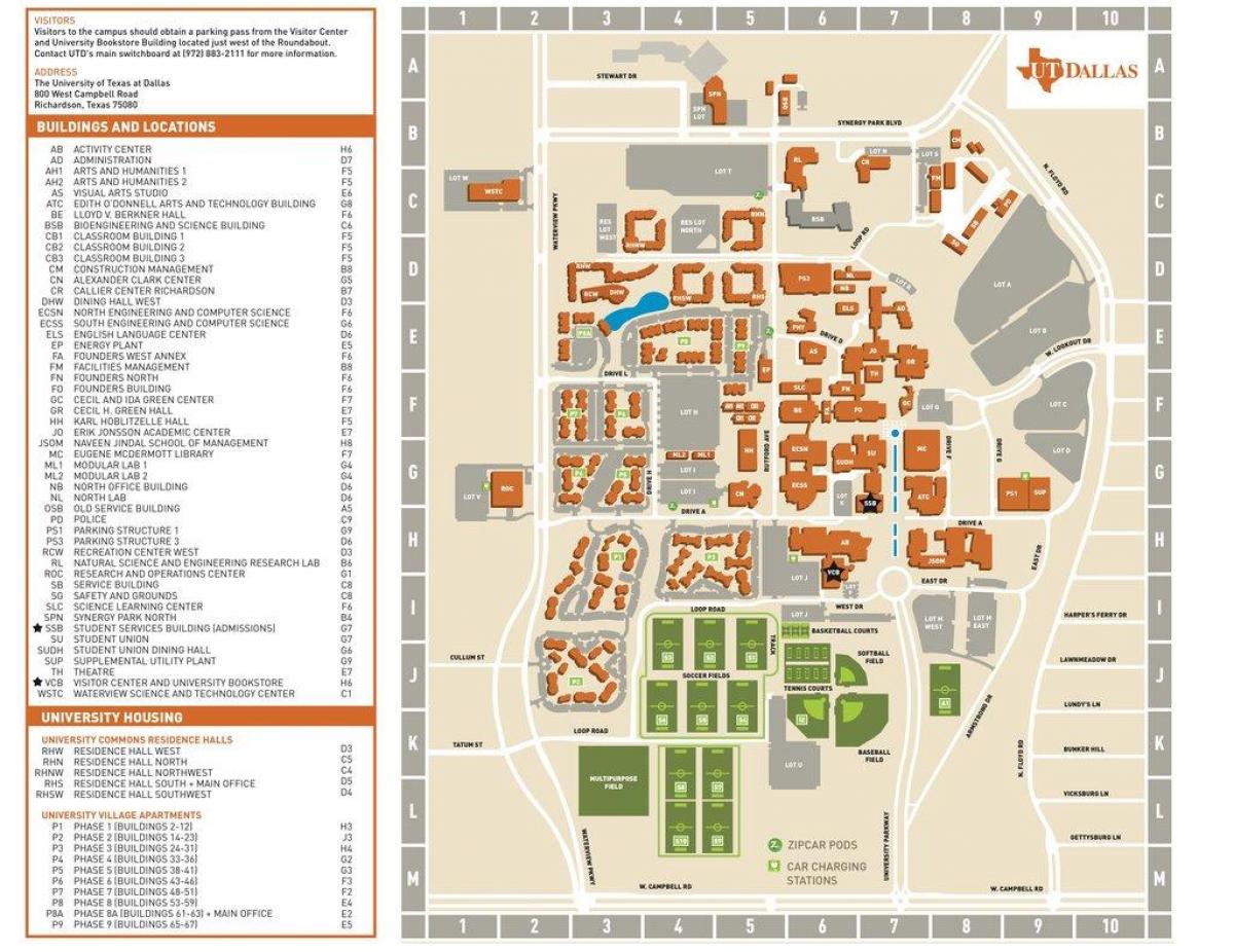 το πανεπιστήμιο του Τέξας, Ντάλας χάρτης