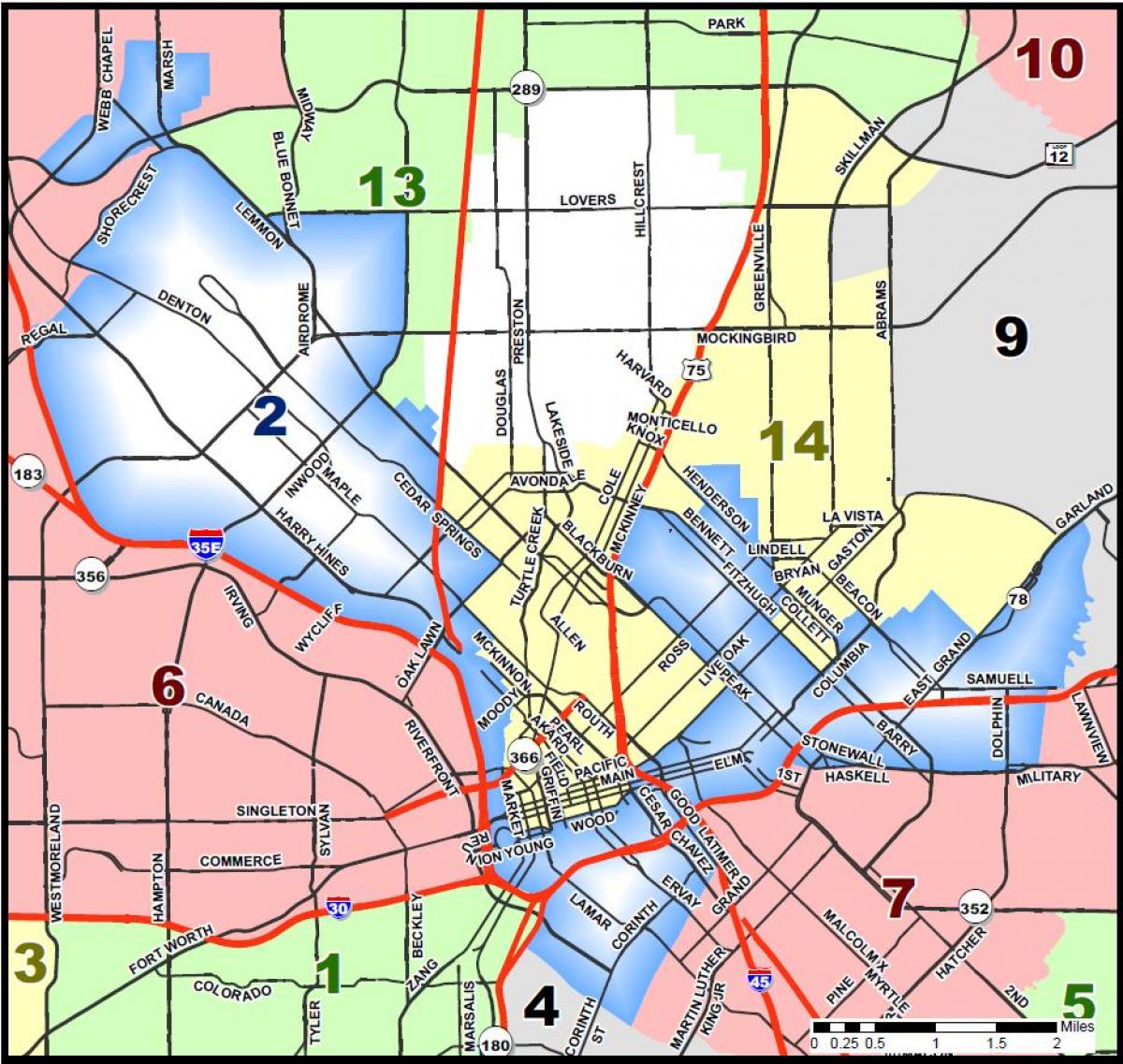Ντάλας δημοτικό συμβούλιο περιοχής χάρτης