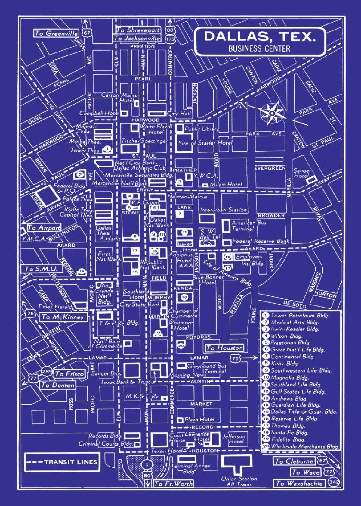 χάρτης από το κέντρο του Ντάλας