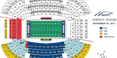 Dallas Cowboys stadium κάθισμα χάρτης